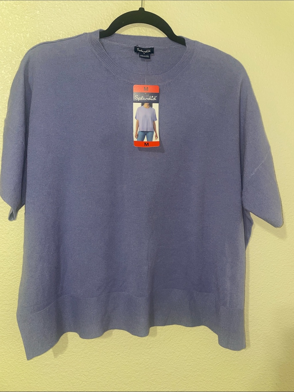 BNWT, Splendid Women’s Lavender Crewneck Short-Sleeve Sweater top, size M